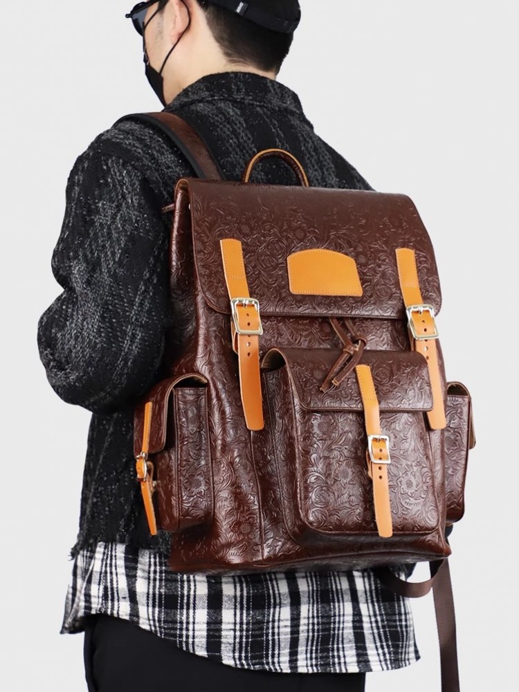 Vintage Mens Floral Wing Tip C - огляд і ціна Leather Backpack Vintage