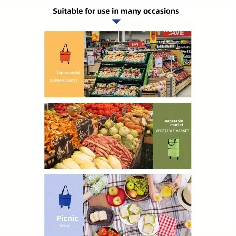 1pc Portable Shopping Cart wit - огляд і ціна Foldable Backpack Small
