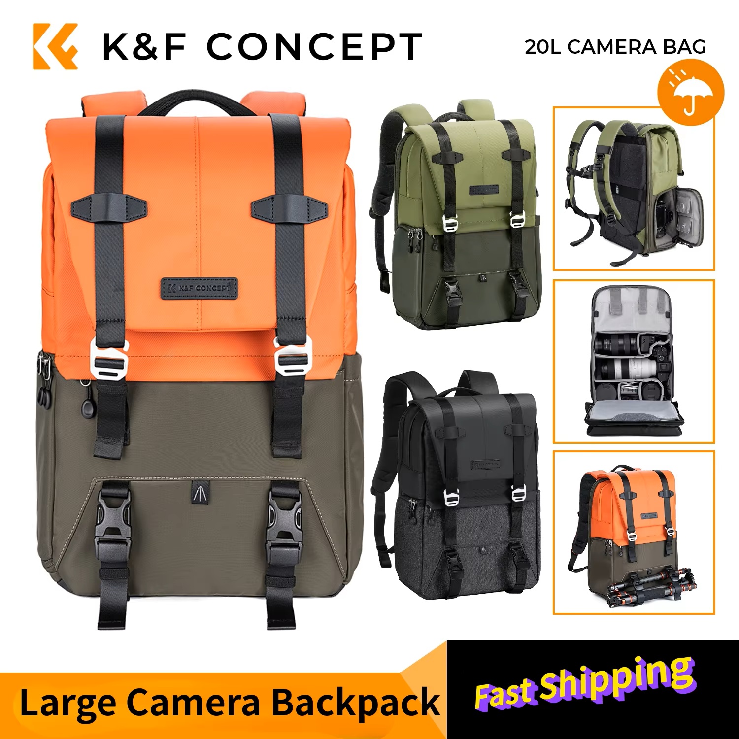 K&F CONCEPT Camera Backpack Tr - огляд і ціна Laptop Backpack 15.6