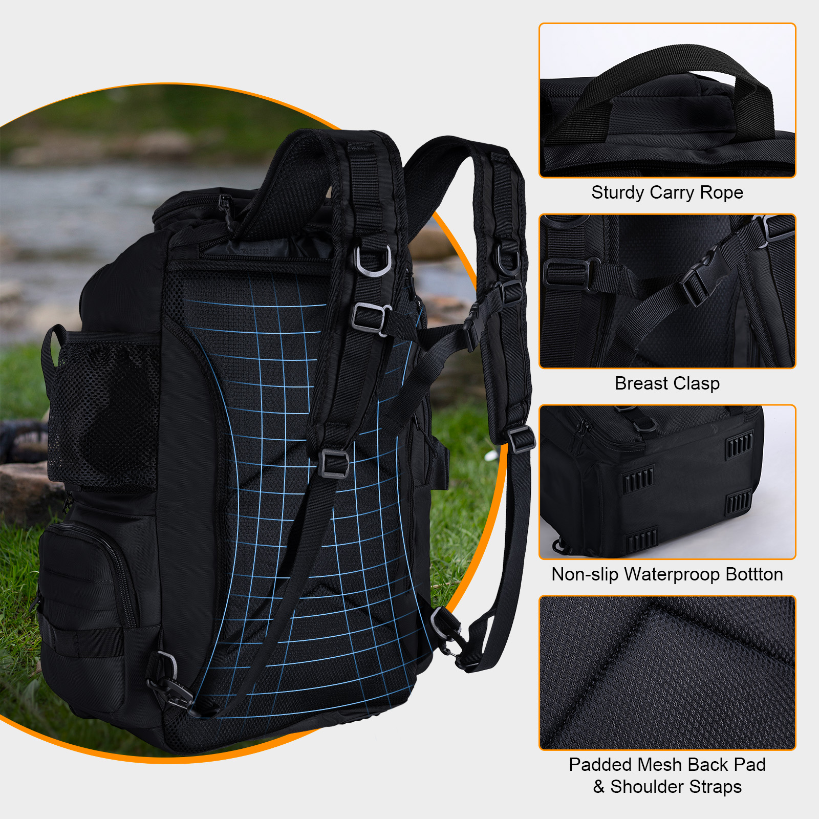 Goture Fishing Bag with Rod Ho - огляд і ціна Backpack Insert Organizer