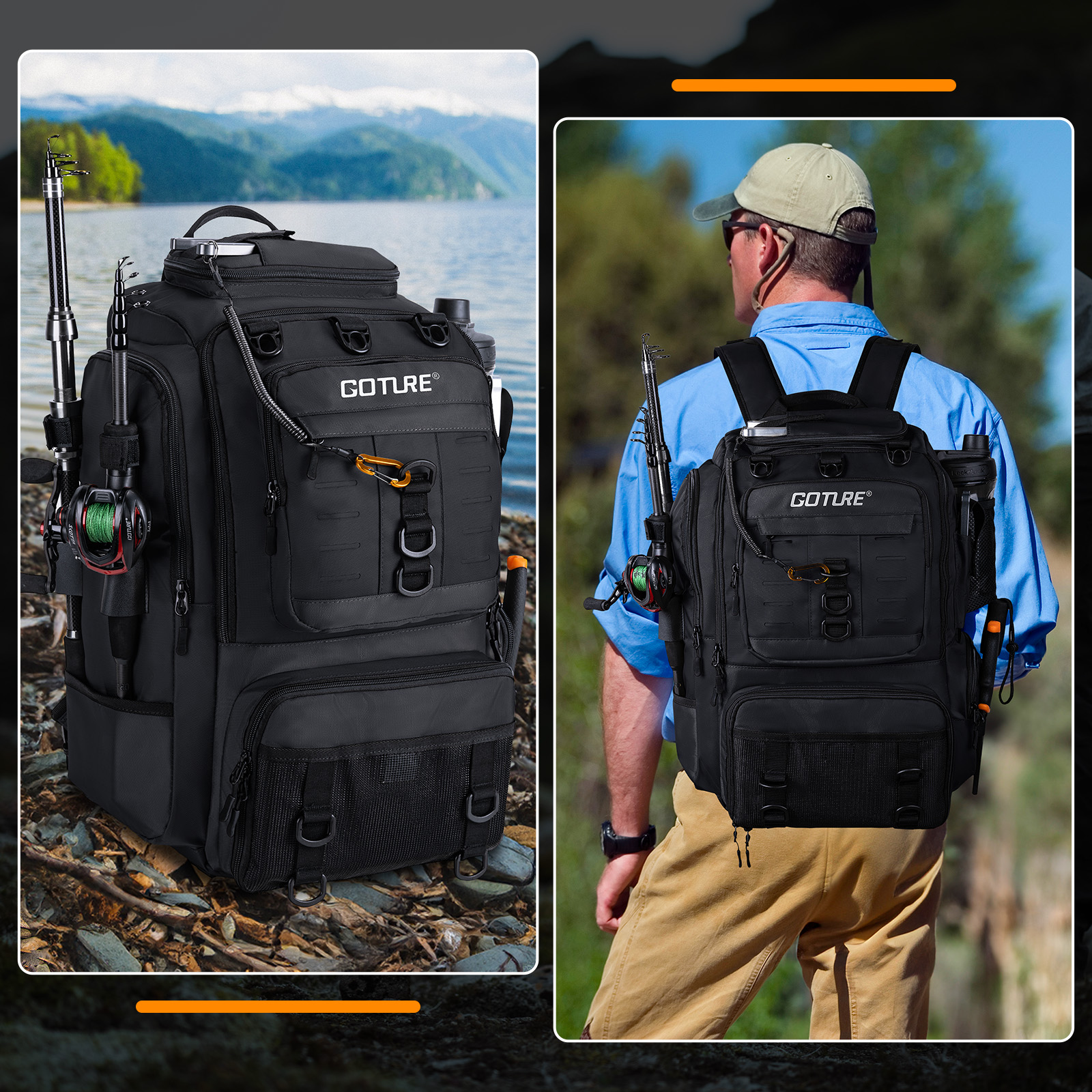 Goture Fishing Bag with Rod Ho - огляд і ціна Backpack Insert Organizer