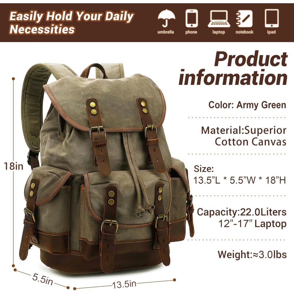 Vintage Canvas Leather Backpac - огляд і ціна Leather Backpack Vintage