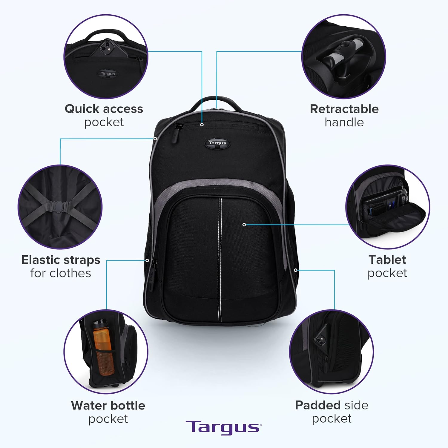 16 Inch Rolling Backpack with  - огляд і ціна Laptop Sleeve Removable
