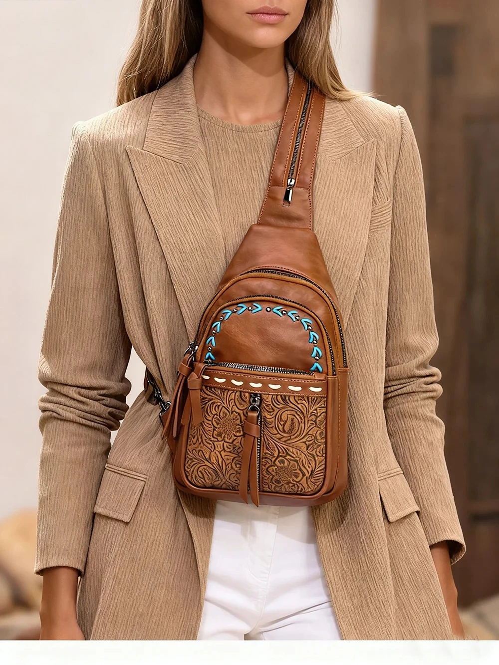 Women Sling Bag 2 in 1 Chest B - огляд і ціна Leather Backpack Vintage