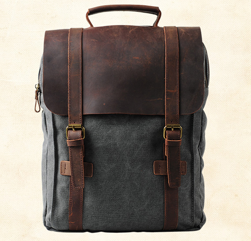 Fashion Male Backpack Leather  - огляд і ціна Rucksack Military Style