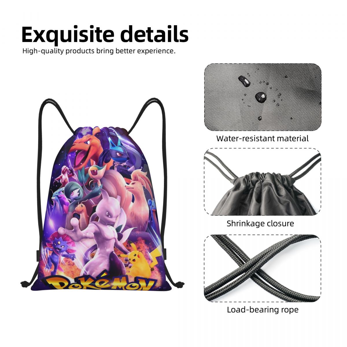 Cute Cartoon Manga Poke-Mon Ba - огляд і ціна Drawstring Gym Bag